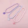 Beaded Necklaces Makersland Childrens Necklace Girl Snowflake Rainbow Pendant Beaded Necklace Cute Design Fashion Childrens Beads DIY Jewelry Gift d240514