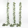 Dekorativa blommor konstgjorda eukalyptus Garland Rattan Leaf String Jungle Plant Green Lämplig för bröllopsfestballong DIY
