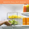 Cassetti di bottiglie di stoccaggio - Clear Stackable pull out Organizer frigorizzini bidoni contenitori alimentari per cucina congelatore VA