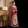 Vêtements ethniques broderie phoenix mariée costume toast robe de mariée élégante vintage