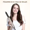 Folding 6 In 1 Hair Dryer Brush Negative Ionic Hair Blower Brush Salon Blow Dryer Air Curler Wand Ceramic Curling Iron Styler 240430