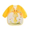 Cute Cartoon Animals Baby Bibs Waterproof Colorful Children Bib Full Sleeve Bibs Children Apron Long Sleeve Feeding Bibs 240514