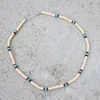 Bärade halsband Vintage Bohemian Summer Jewelry Ethnic Style Jewelry Natural Coconut Shell Wood Beads Blue Stone Halsband Mens smycken D240514