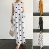 Casual Dresses Summer Loose Dress Stylish Women's Maxi With Dot Print Sleeveless Design stora fickor för stranddagar