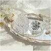 Dekorativa plattor norra Europa Plate Storage Tray Oval smycken Display Rotary Candy Decor Mirror Make Up Gift For Girl Drop Deliv Dhnnb