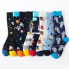 Herensokken Happy Mens Dames Nieuwheid Cartoon Sock Combed Cotton Funny Big Size Crew Casual Hip Hop Dik Long