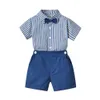 Set di abbigliamento da 70-140 cm camicia a maniche a maniche corte di cotone e pantaloncini con set di tracolla set di tracolle abbigliamento estivo per bambini D240514