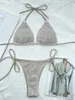 Frauen Badebekleidung Beige Micro Bikini 2024 Brasilianische Biquini Bandeau gepolstert Tanga Badeanzug Frauen Stringanzug Frauen Sommer Beach Kee