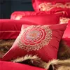 Ensembles de literie 2024 Jacquard Red 10 pièces King Size Cover Cover Set Egyptian Cotton Fabric Luxury Weddinnen