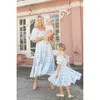 2024 New Street Fashion Fragmentered Flower Square Neck Lantern Sleeve Mother Daughter Child Cute Princess Dress F51452