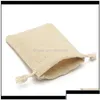 Jewelry Pouches Bags Pouches Bags Display 50Pcs Small Natural Linen Pouch Burlap Jute Sack With Dstring Packaging Bag Jewelry Ipcdl D Dhcse