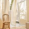 カーテン1PCソイルドカラーフレンチシアーロッドポケットバルコニーリビングルームの窓装飾家の装飾のためのボイル