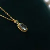 Femmes de luxe Pendant Gemstone 925 Collier en argent sterling Crystal Elegant Vintage Clavicule Chain Colliers