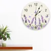 Horloges murales aquarelle lavande fleur papillon rétro rétro conception moderne Design silencieux pour la chambre à coucher rond suspendu