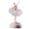 Dekorativa figurer Creative Ballerina Music Box Romantic Color Swan Lake Dancing Girl With Feather Kirt Birthday Present for Kids Rotating