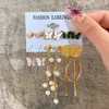 Nieuwe vintage Gold Pearl Twist Hoop oorbellen Set Mix Butterfly Geometrische Dange oorbellen voor vrouwen metaal holle oorbel retro sieraden