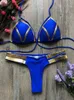 Kadın Mayo 2019 Altın Baskı Kadın Bikini Set Seksi Önlük Bayan Mayo Push Up Bikini Mayo Yaz Plajı Takım Brezilya Mayo J240510