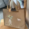 Été Nouveau panier de paille Sac panier de panier tissé en cuir tissé brodé