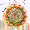 装飾的な置物Muy Bien 3D Wind Chimes 3次元回転する色付きの花型スピナーガーデンホームバルコニーハンギング装飾
