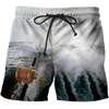 calça de praia estilo haste de pesca 3d tendência de verão casual impressão shorts masculinos m51 32