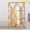 Candle Holders Golden Iron Holder European Geometric Candlestick Romantic Crystal Cup Home Decoration Table