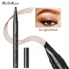 Hellokiss Quad Liquid Cownebrow Pencil Impreaves, Capacitación de maquillaje, maquillaje de lápiz de cejas sin permanencia