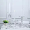 Ljushållare europeiska transparent kristallglashållare romantiska bröllop centerpieces bord kaffedekor kandelabra hem dekoration