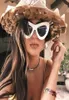 10 цветового розового золота кошачьи глаза солнечные очки для женщин Розовые зеркальные оттенки Женские солнцезащитные очки Черное белое покрытие Cateye Aviation Oculos 24905050