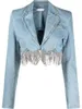 Kvinnors jackor denim jacka styleWomens koreanska version retro mode diamant tofs rock raka benbyxor