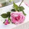Flores decorativas lindas rosas ramil ramo de seda de seda decoração de casamento rosa rosa as artificiais