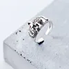 Cluster Rings Sole Memory Retro Zircon Elephant Thailand Auspicious Silver Color Female Resizable Opening SRI656