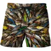 calça de praia estilo haste de pesca 3d tendência de verão casual impressão shorts masculinos m51 32