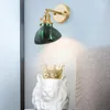 Wandlamp Noordelijke groene vintage messing glazen lampje licht slaapkamer bedkamer bed badkamer trap balkon indoor armatuur