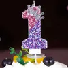 5PCS Świece 1PCS Blask cyfrowy fioletowy świeca księżniczka Koronna Koronna Cake Cake Candle Przyjęcie urodzinowe Ślub Ślubne
