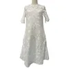 Festklänningar kvinnor elegant strandklänning spetsar sömmar broderi blomma sommar vintage midi streetwear vestido