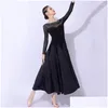 Wear Sparkly Rhinstone Ballroom Dance Robe Waltz Dancing Performance Costume Female Tango Standard Practice Dancewear YS4043 Dhxzz