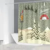 Duschgardiner Santa Claus god jul tyg badrum gardin snögubbe klockor gåva anti-slid badmattor mattor toalett täckning