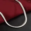 Ketten 925 Sterling Silber Weihnachtsgeschenke Europäischer Stil MM Flat Chain Halskette Mode für Mann Frauen Schmuck