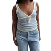 Serpaci da donna Donne Y2K Cami Crop Tops Spaghetti Finger V Neck Tern Top Pazzo senza maniche Patchwork Summer Streetwear Summer