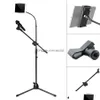 Annan elektronik teleskopisk mic golvmetall stativ flexibel mobiltelefonhållare clip Swoom Stage Bracket Microphone Stand Drop DHK54