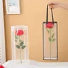 Gift Wrap 10Pc Single Flower Bouquet Bag Color Border Transparent Handbags Wine Tote Bags Box Wedding Party Packing Handheld PVC