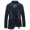 Mens Suits Blazers Brand Denim Blazer Male Jacket Coat Autumn Spring Slim Fat Cotton Casual Suit Jackets Men Mascino 3Xl 200922 Dro Dhvd5