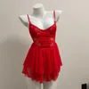 Kvinnors sömnkläder som skickar rosor 2024 fransk nattdress mesh sexig underkläder nattkläder ren sling små bröst nattklänningar