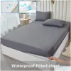 Conjuntos de cama de 3/4pcs Conjunto de leitos sólidos travesseiros de cama à prova d'água na cama de cama de cama de cama macia rei de tamanho duplo branco e cinza 240127 gota dhxzo