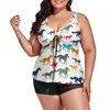 Menas de banho feminina cavalos coloridos tankini maiô de cartoon haval padrony praia de duas peças maiô moderno maiô de praia plus size 6xl