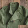 Vestes masculines maden armée verte rétro veste mal placée oblique boucle moto suédoise amekaji coton lavé l'eau surdimension