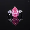 Кластерные кольца Light Luxury S9254 Silver Pink Geometric Water Drop Ring Ring Fashion Fashion Simple Design Banquet Party High Class Women's Jewelry