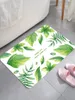 Tapis de conception de feuilles vertes de la feuilles vertes Ensemble de tapis de flanelle douce enlecente à eau Absorbant de la salle de bain Tapis de sol de porte en ligne Drop