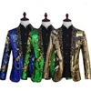 Men's Suits Luxury Royal Blue Sequin Dress Blazer Men Nightclub Stage Shawl Collar Mens Suit Jacket Wedding Party Masculino 2XL