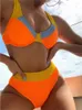 Bikini de maillots de bain pour femmes Sexy Orange Bikini 2024 Femmes Push Up Up Undercwire High Wiston Summer Summer Cut Out Up Out Bathing Fissure Two Piece